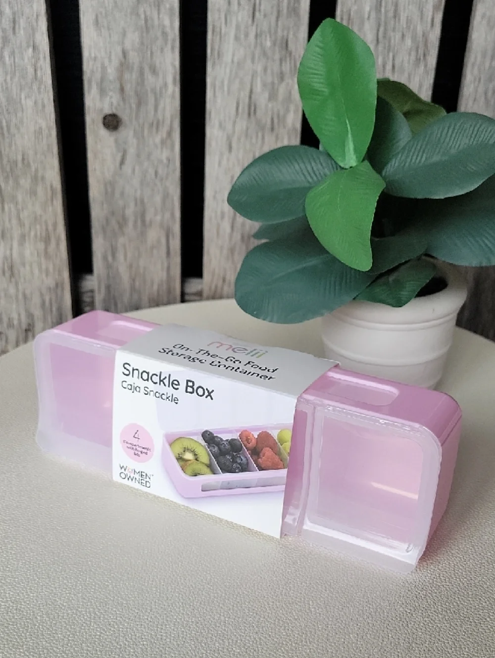 Melii Snackle Box Pink 4-Compartment On-The-Go Food Container